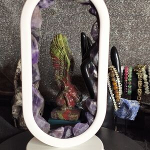 New Raw Amethyst Chunks Crystal Lamp with White Frame